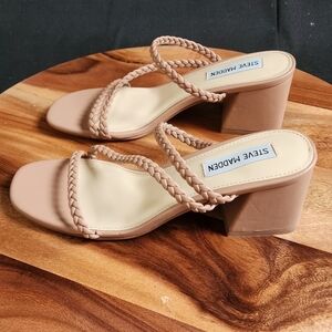 Steve Madden Taupe Dion Open Toe Low Back Sandal Women's Size 7.5.